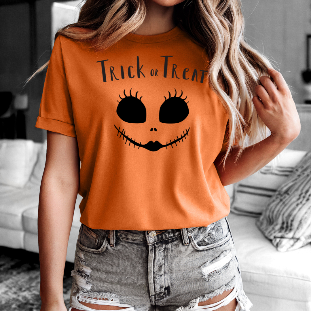 Trick or Treat T-Shirt | Spooky Halloween Graphic Tee | Creepy Horror-Inspired Design