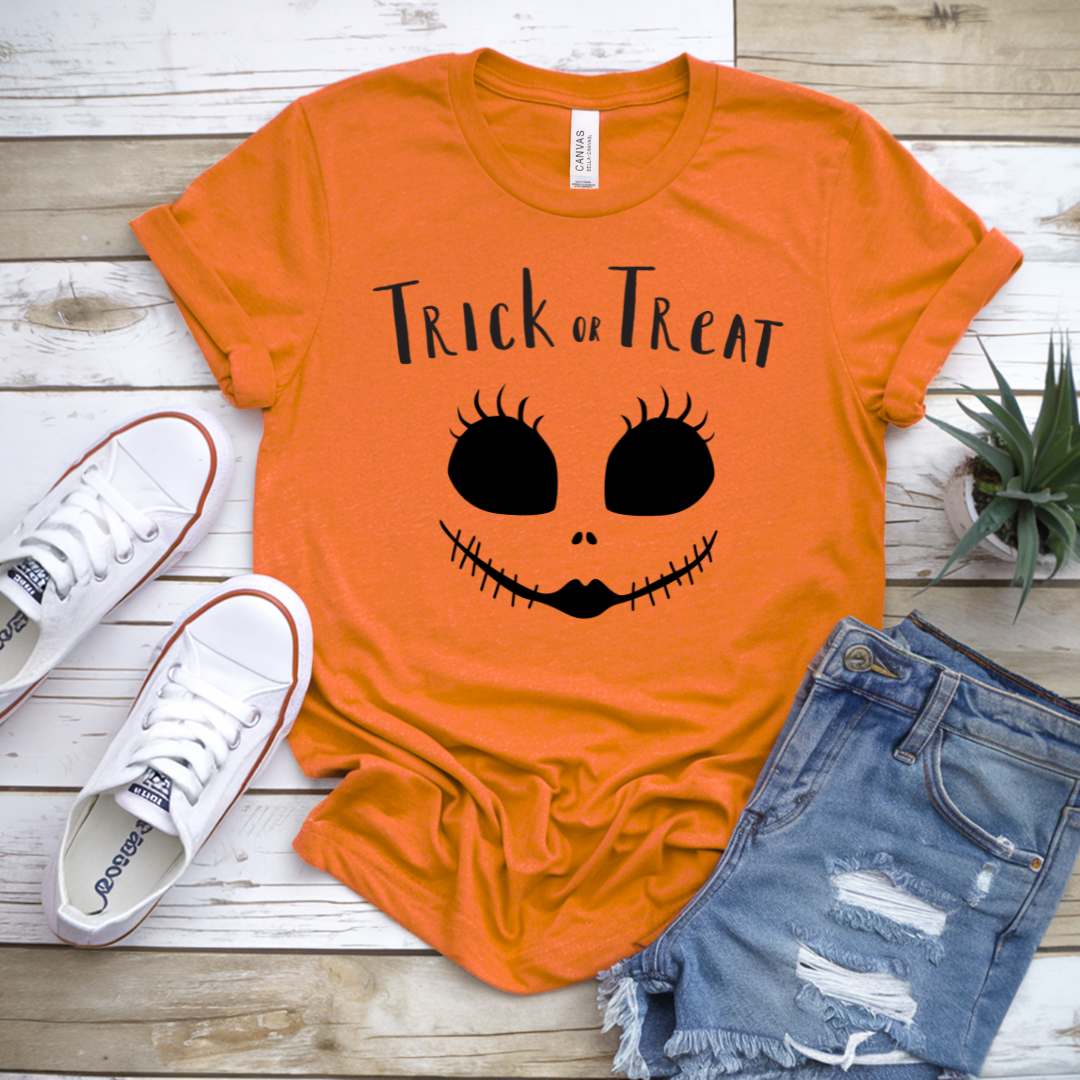 Trick or Treat T-Shirt | Spooky Halloween Graphic Tee | Creepy Horror-Inspired Design