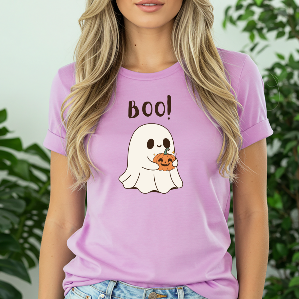 BOO! Cute Ghost T-Shirt | Unisex Halloween Tee | Spooky Season Shirt | Pumpkin