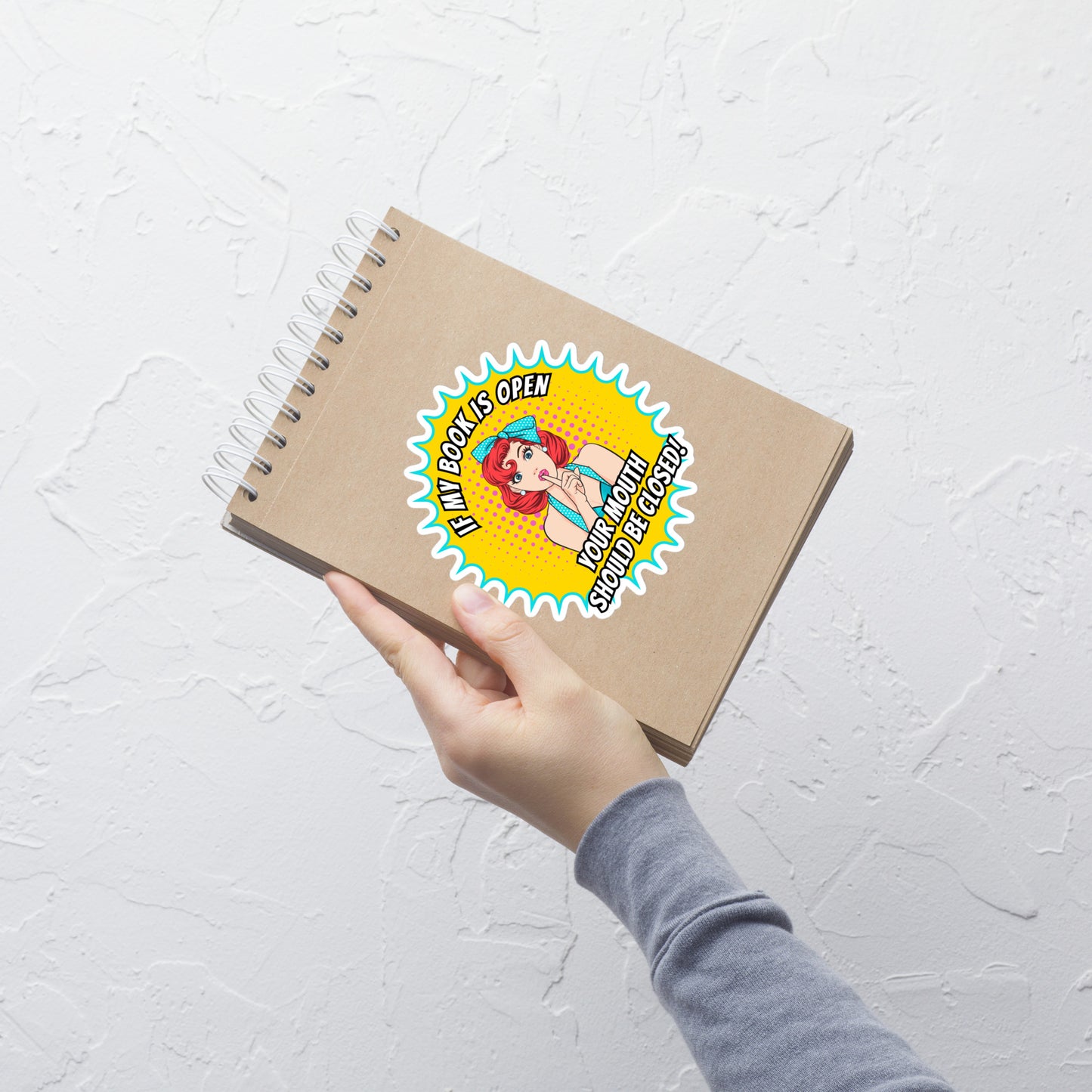 Sassy book lover waterproof vinyl sticker large size on notepad