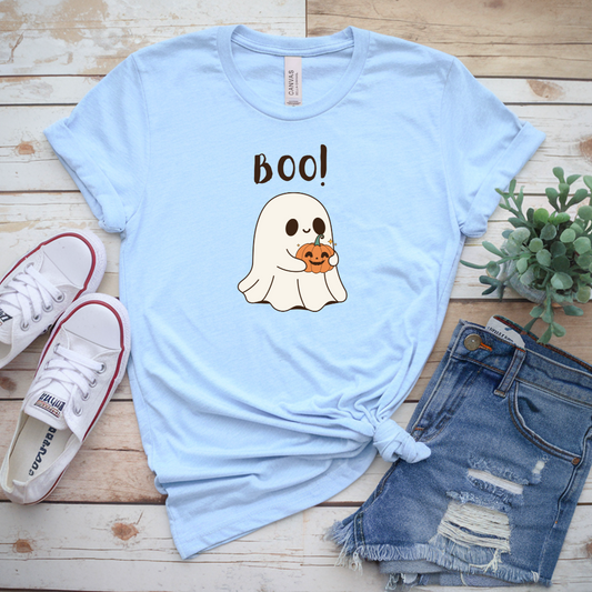 BOO!  Cute Ghost T-Shirt | Unisex Halloween Tee | Spooky Season Shirt | Pumpkin