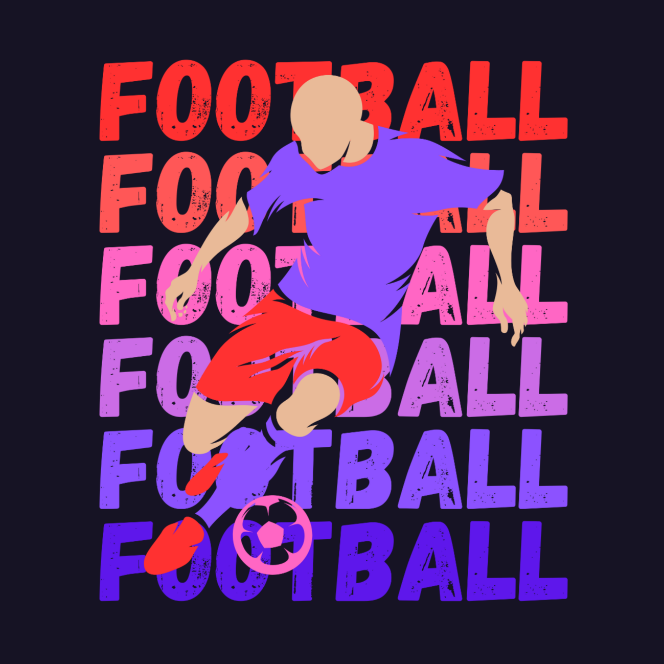 Ultimate Football Fan Long Sleeve T-shirt (Male Player ) (Purple Text)
