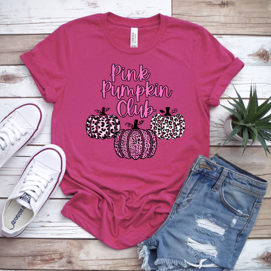Pink Pumpkin Club T-Shirt – Cosy Autumn Vibes with a Pop of Fun