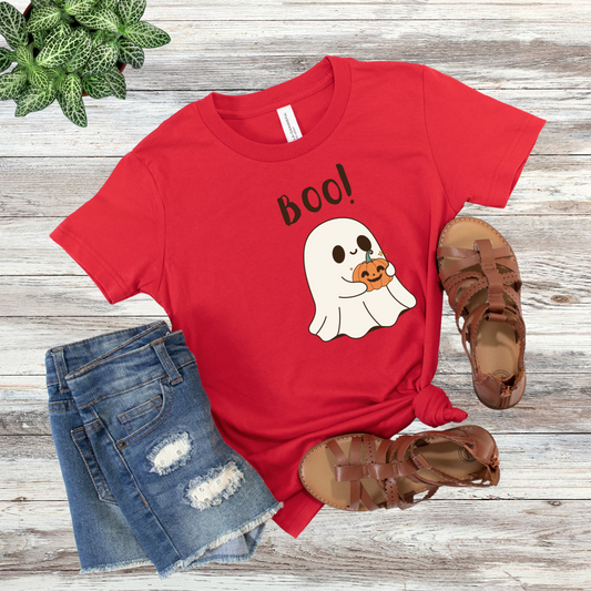 BOO Kids Halloween T-Shirt, Cute Ghost Youth Tee, Fun Fall Shirt for Boys & Girls, Spooky Season Top, Halloween Gift