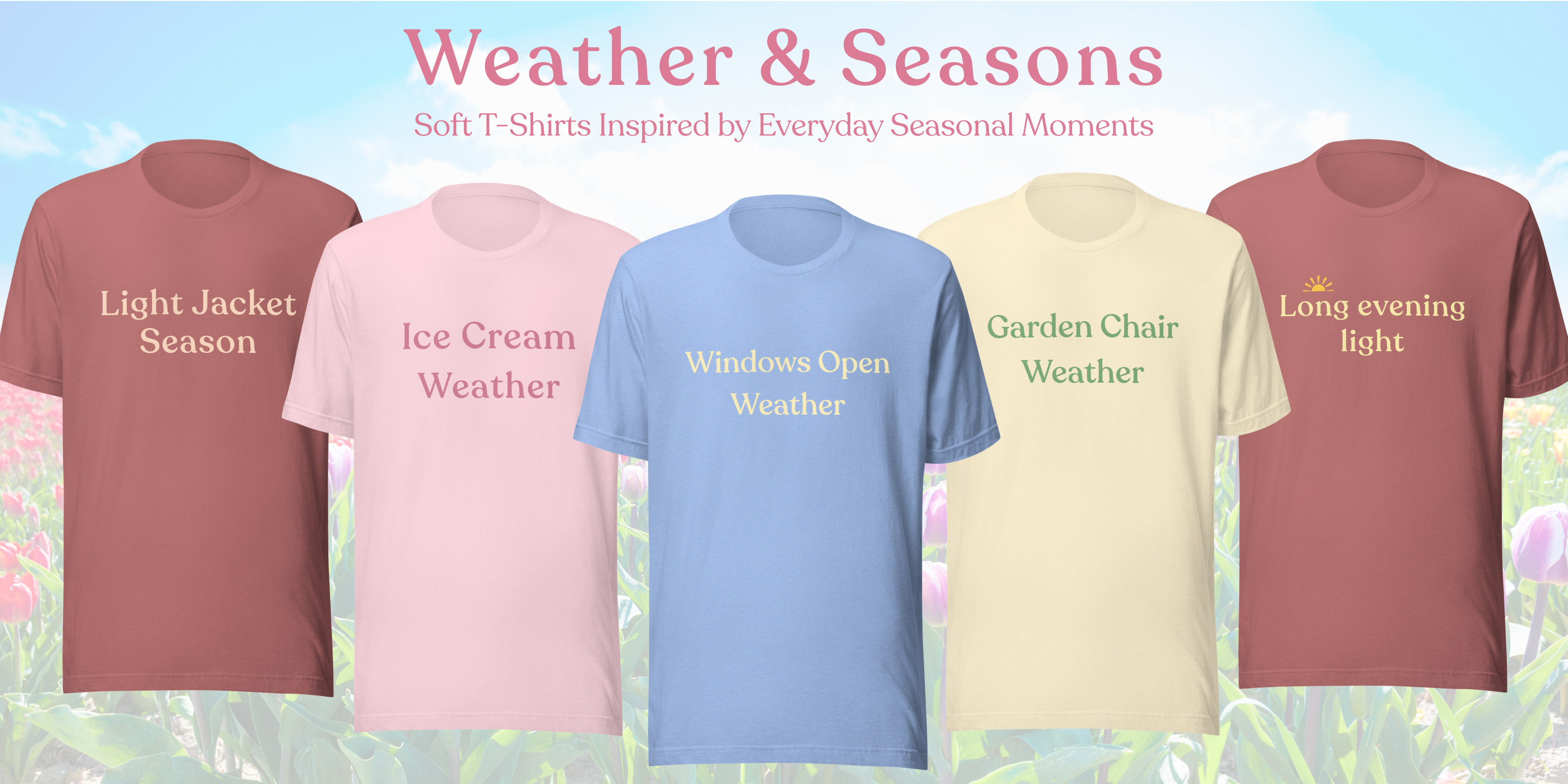 Ice Cream Weather T-Shirt in soft pink, representing the Weather & Seasons collection of everyday seasonal T-shirts.