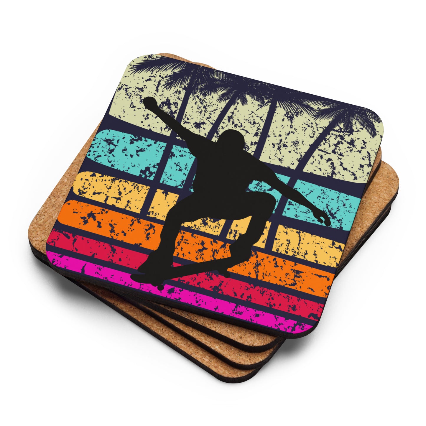 Board Life cork-back coaster stacked with rounded corners visible