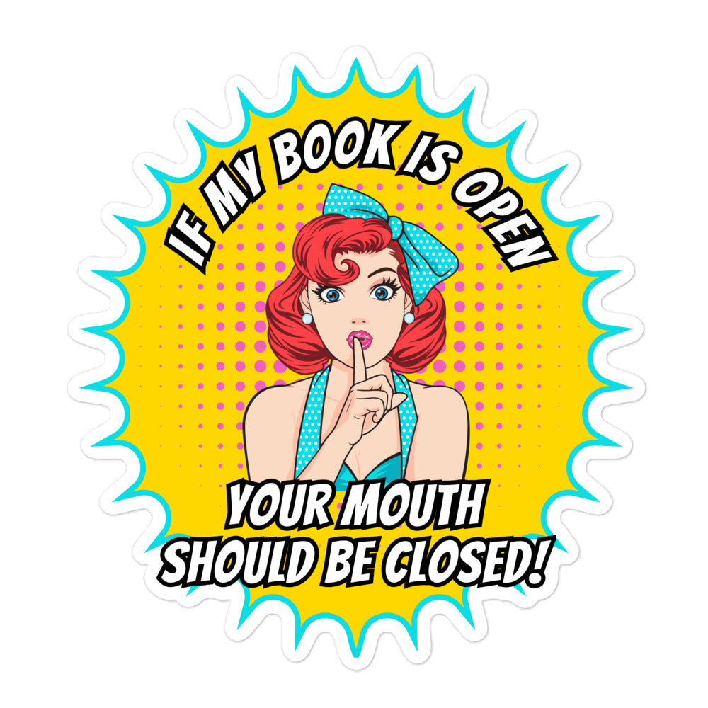 Pop art book lover sticker with sassy reading quote
