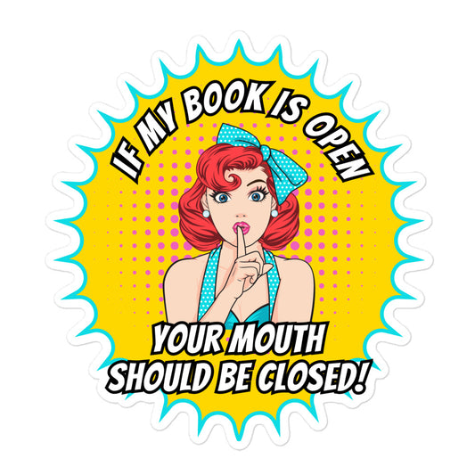 Pop art book lover sticker with sassy reading quote