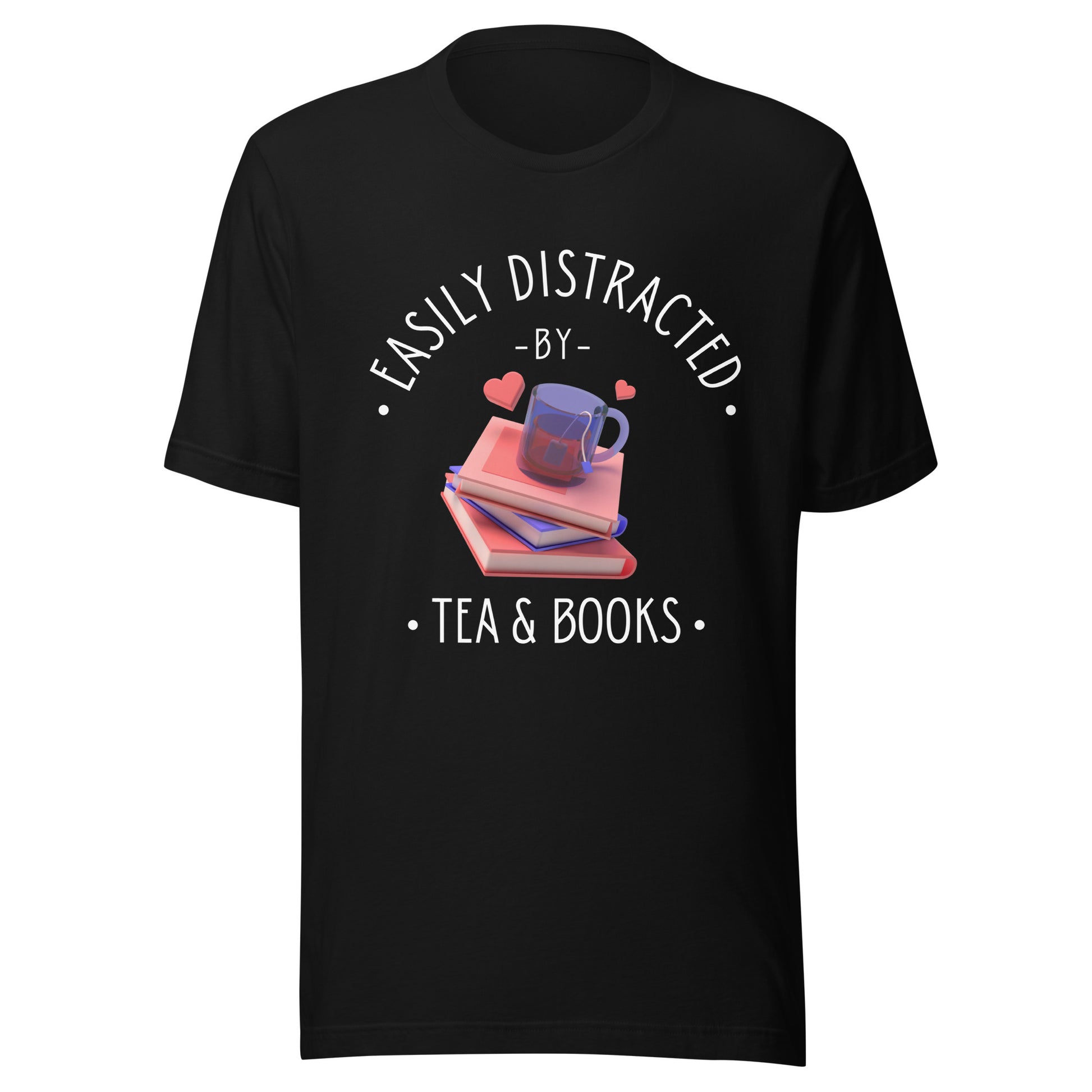 Black Tea and Books graphic T-Shirt with cosy illustrated design