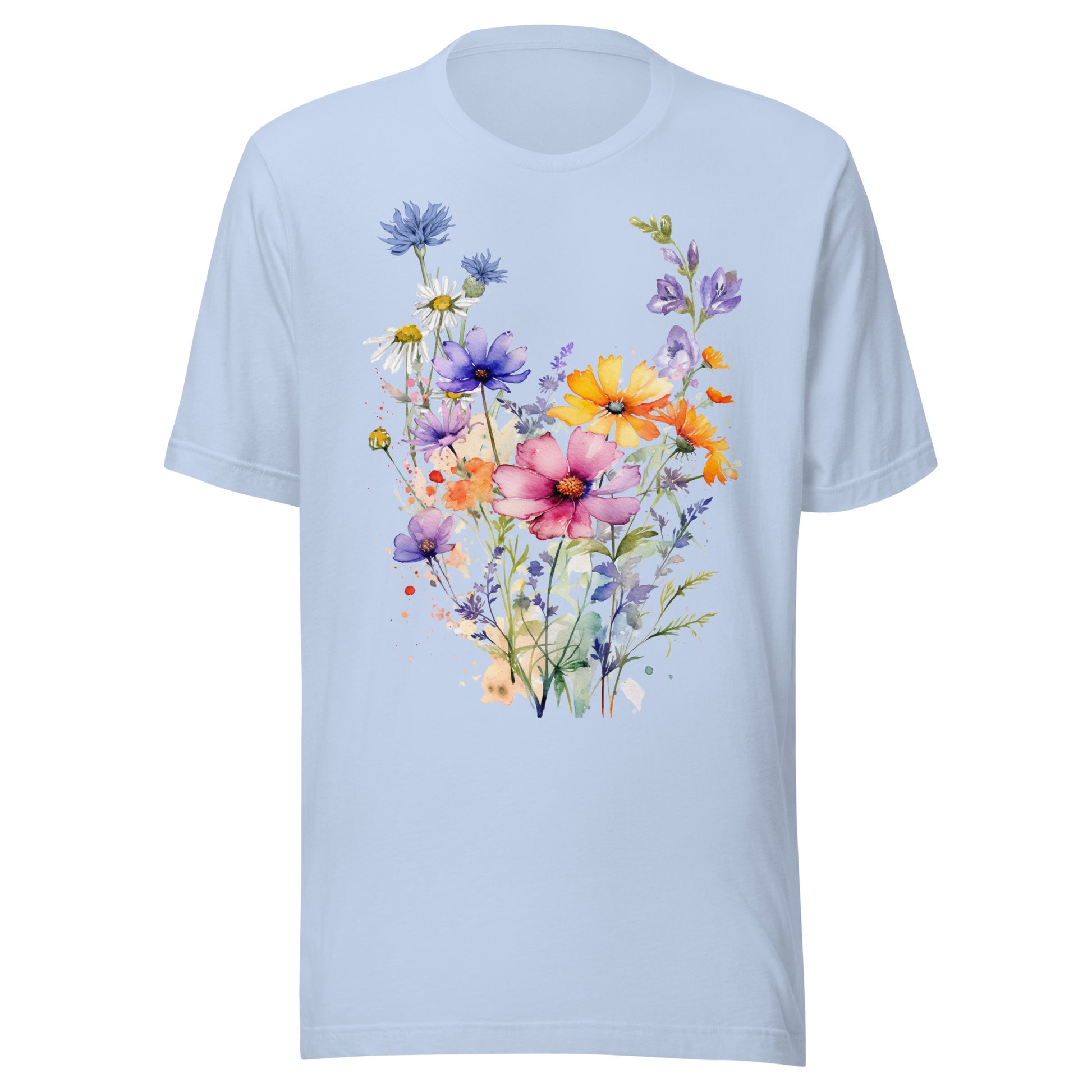 Light blue botanical wildflower graphic T-Shirt