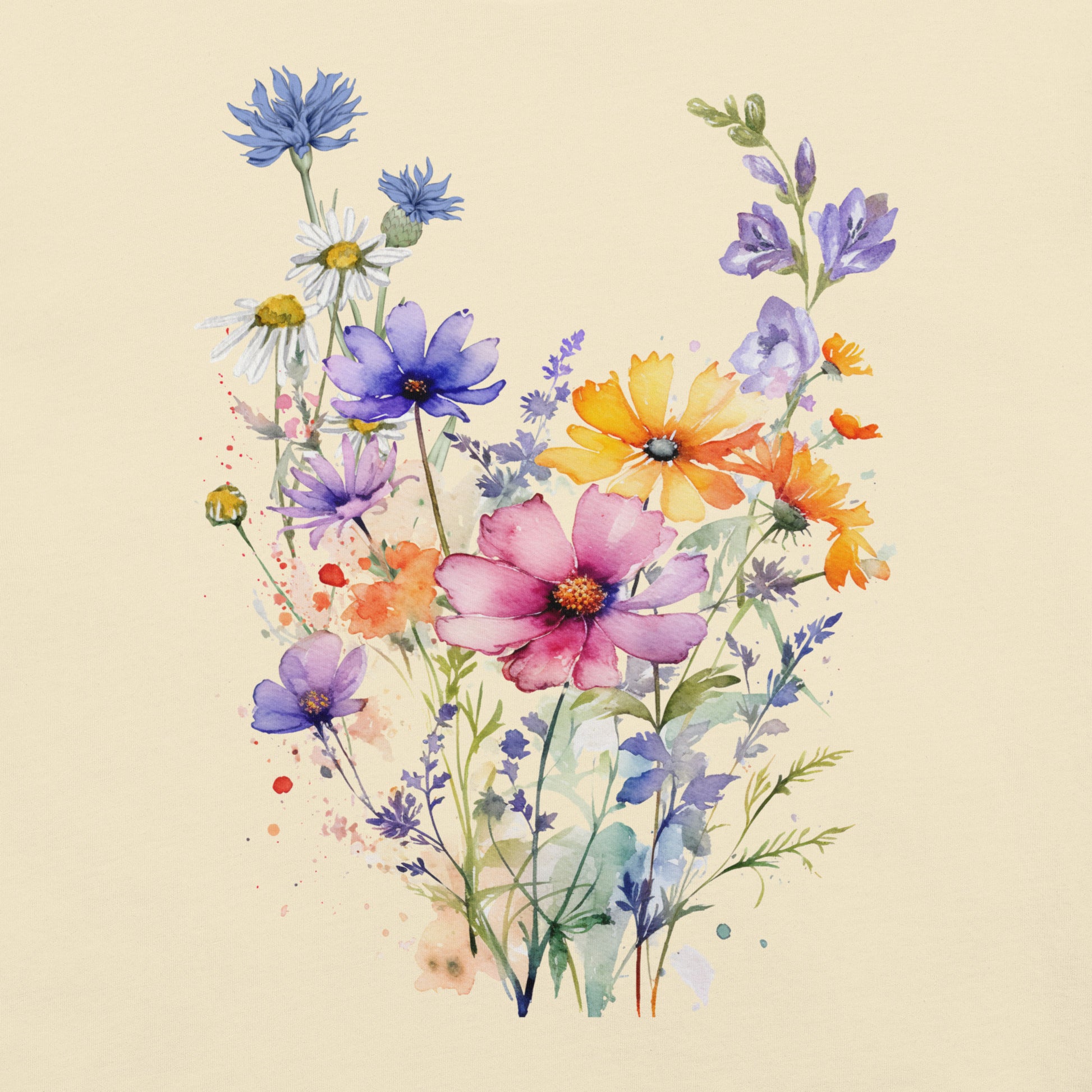 Watercolour wildflower bouquet illustration inspired by English country gardens
