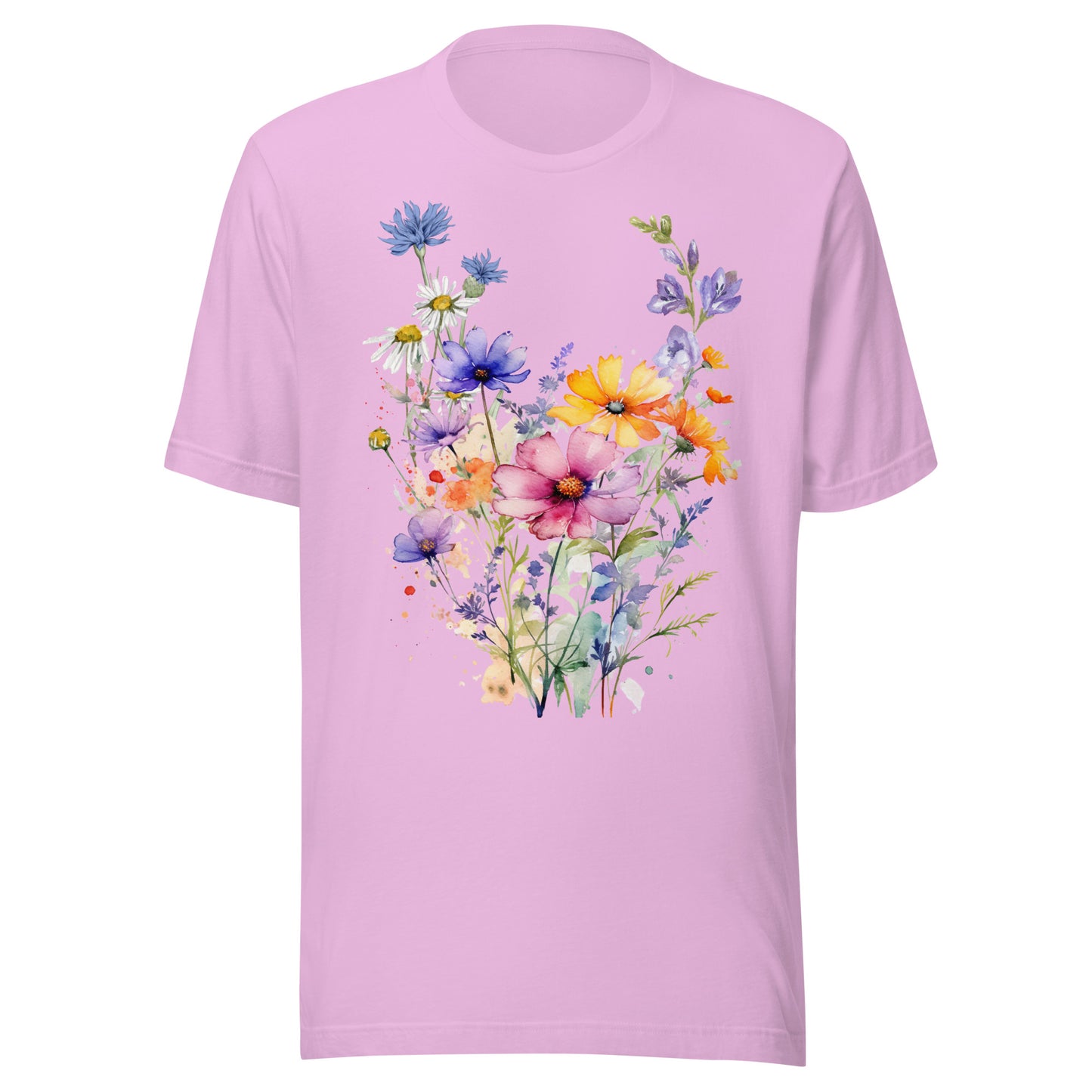 Lilac floral wildflower T-Shirt with soft botanical artwork
