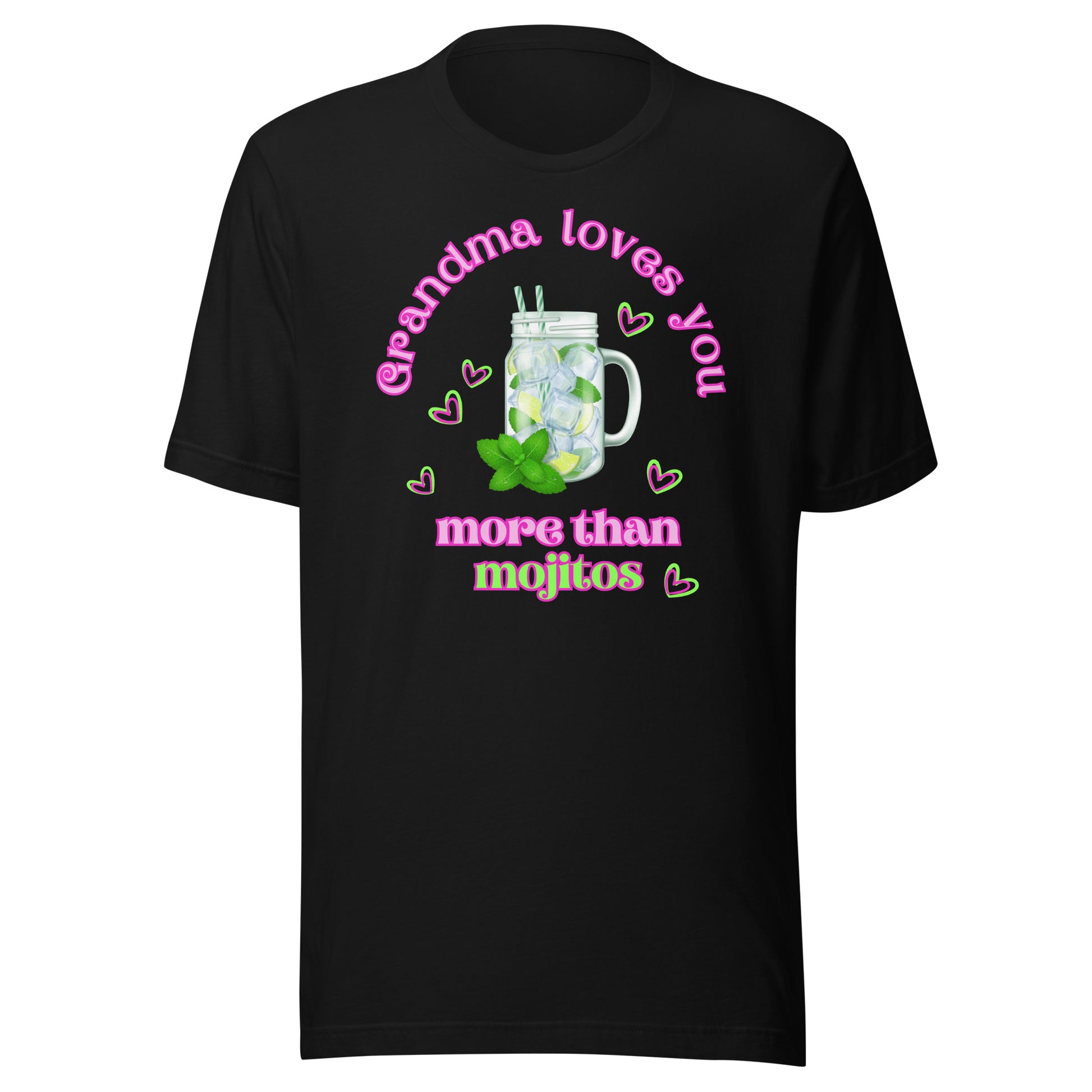 Black T-shirt with ‘Grandma Loves You More Than Mojitos’ graphic