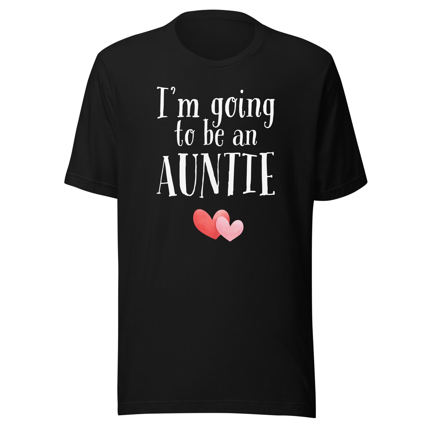 Black I’m going to be an auntie t-shirt with white text