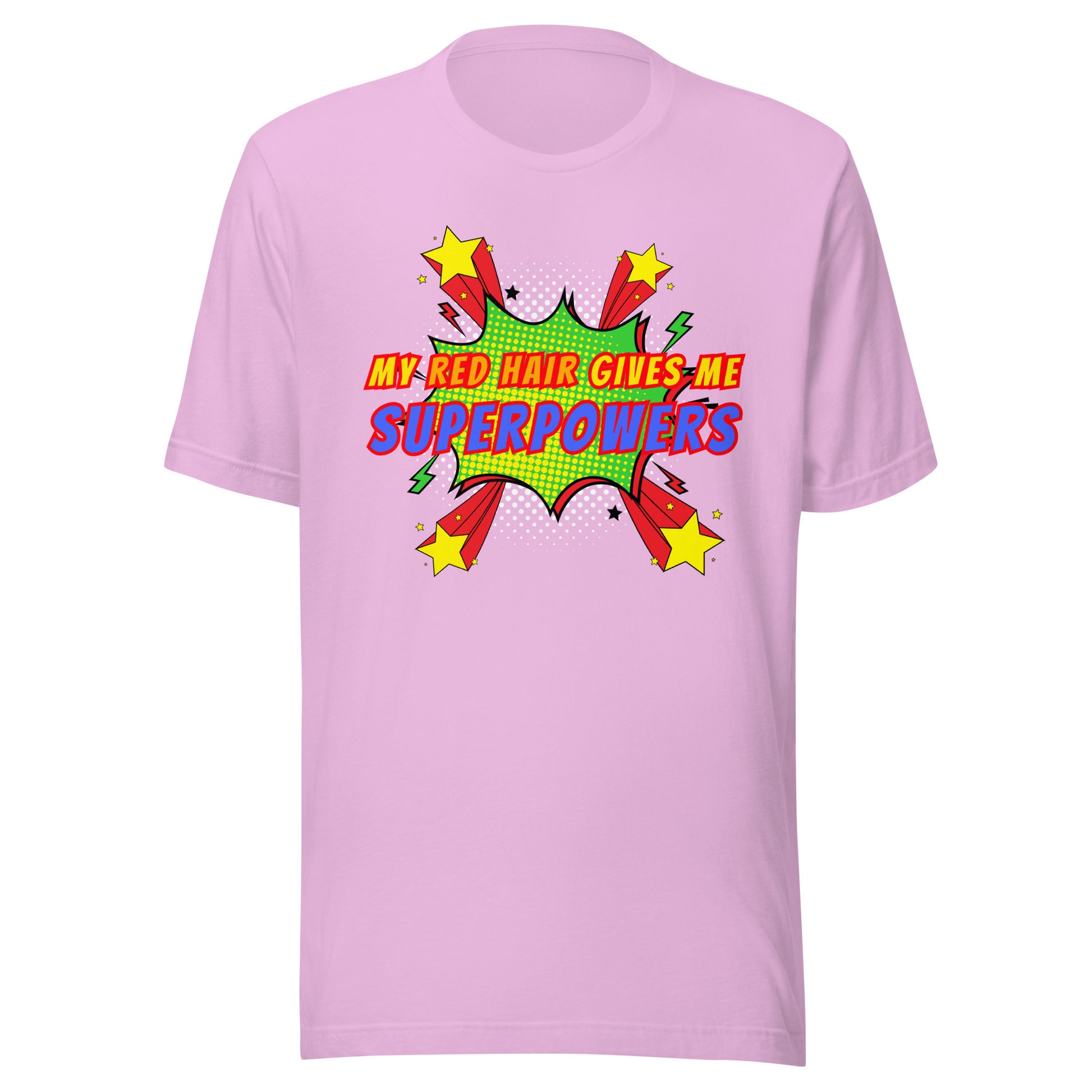 My Red Hair Gives Me Superpowers T-shirt in lilac colour option