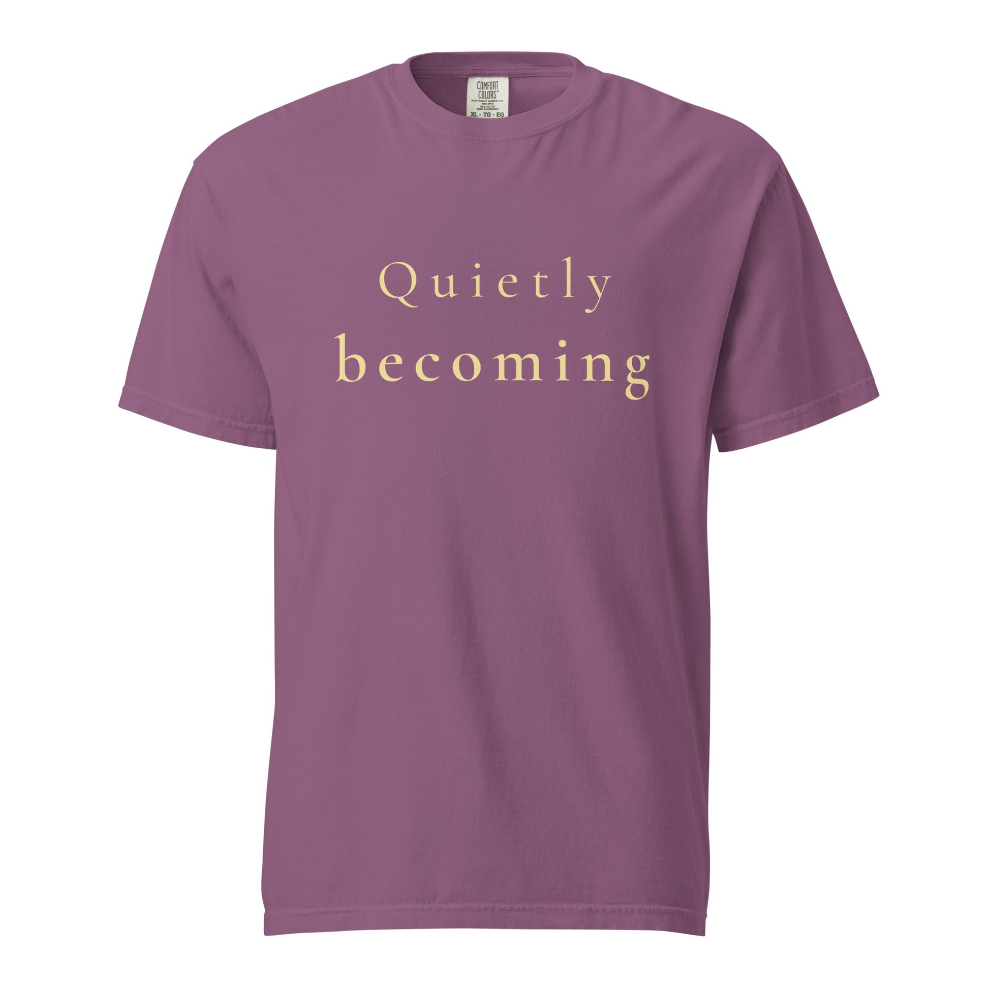 Quietly Becoming Comfort Colors T-shirt in berry flat lay product image