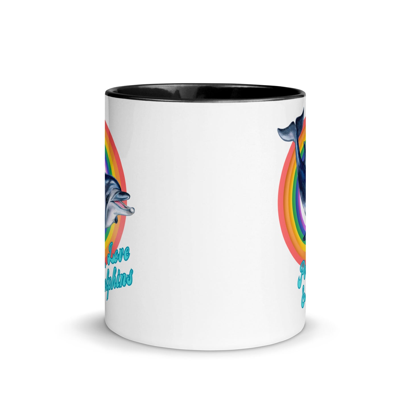 Peace, Love and Dolphins colour-inside mug