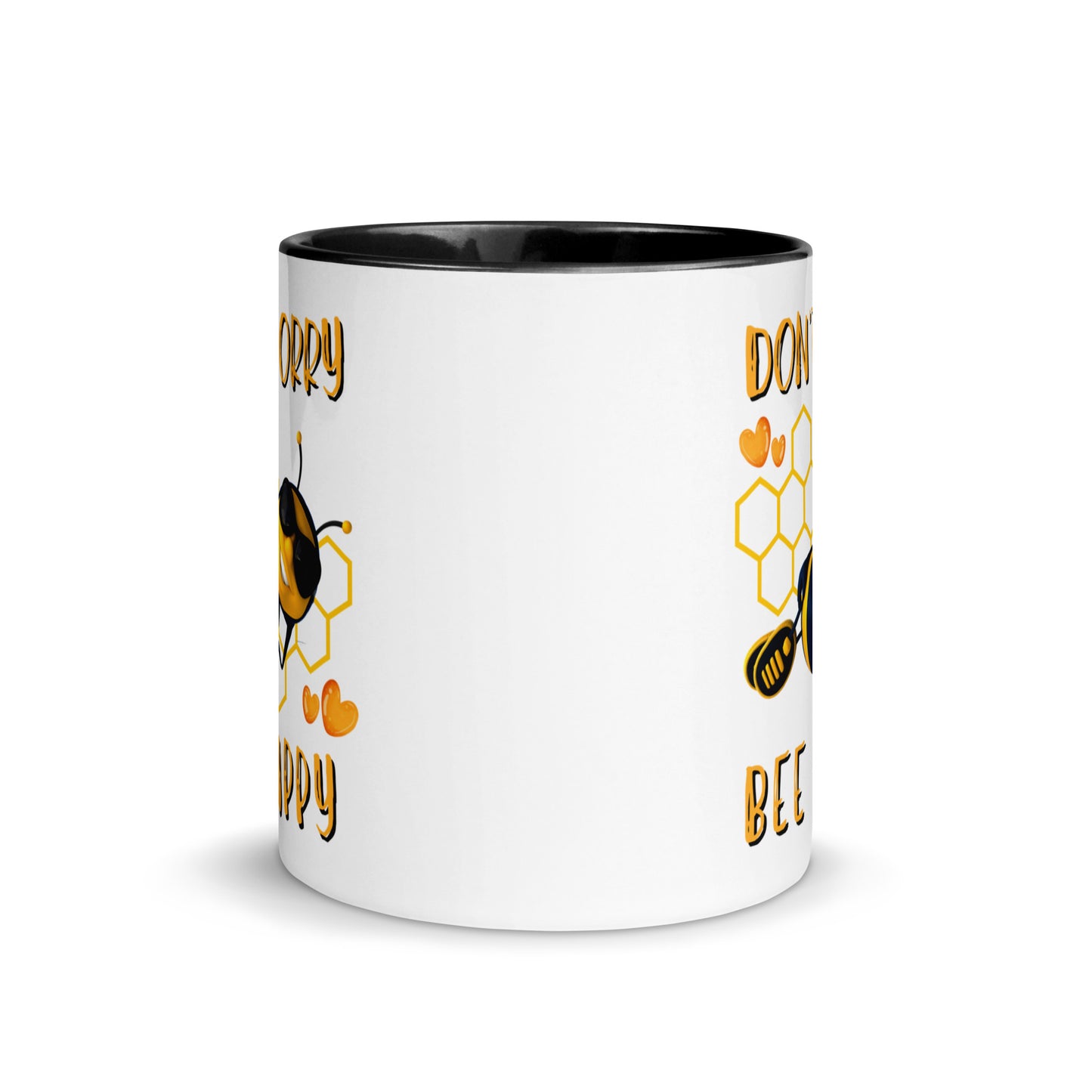 Don't Worry,  Bee Happy colour-inside mug