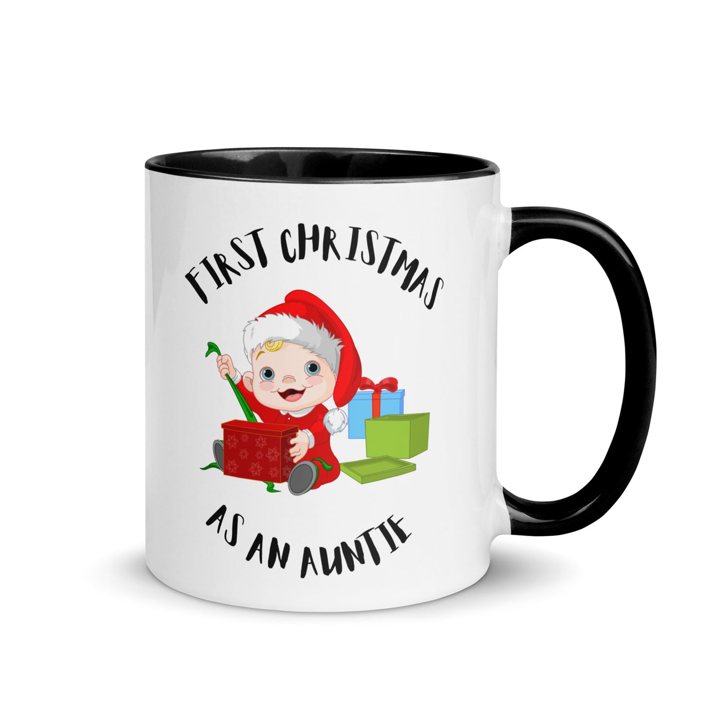 First Christmas as an Auntie colour-inside mug