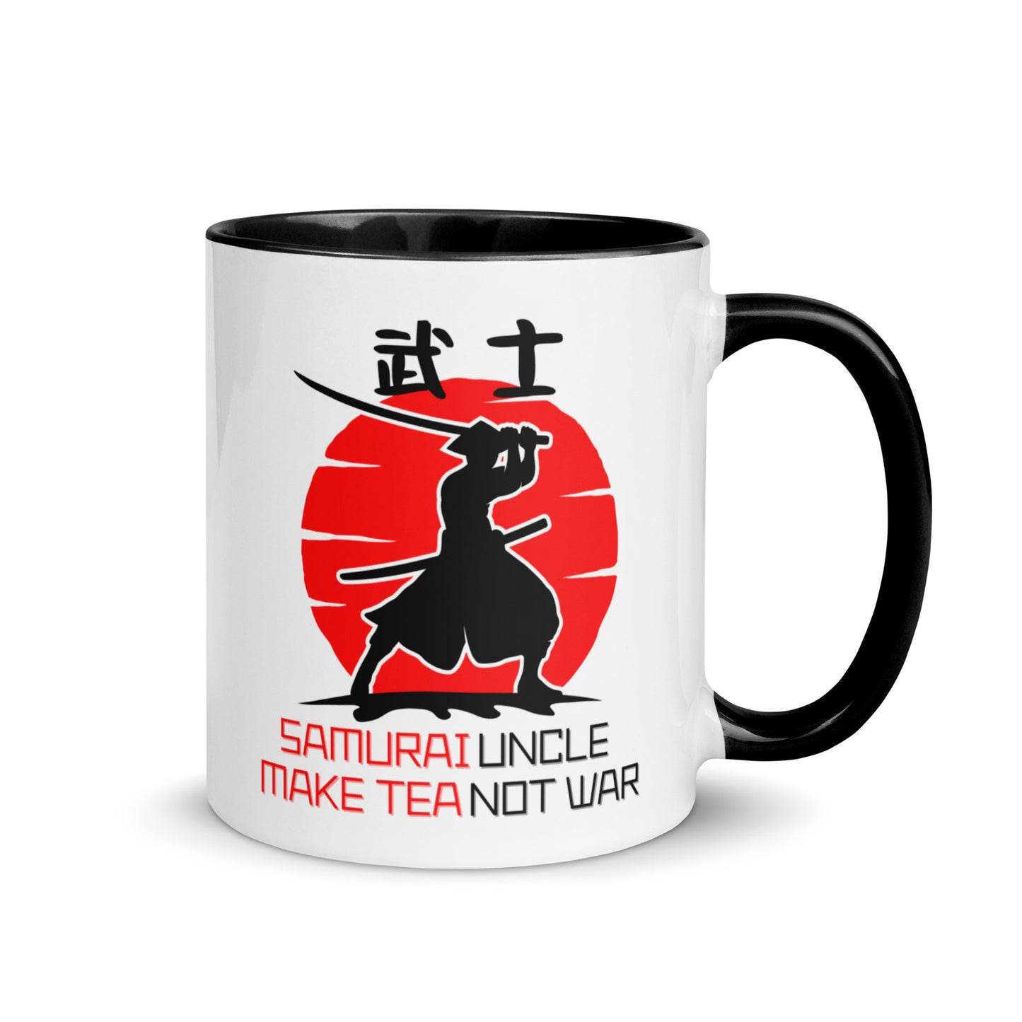 Samurai Uncle - Make Tea Not War colour-inside mug