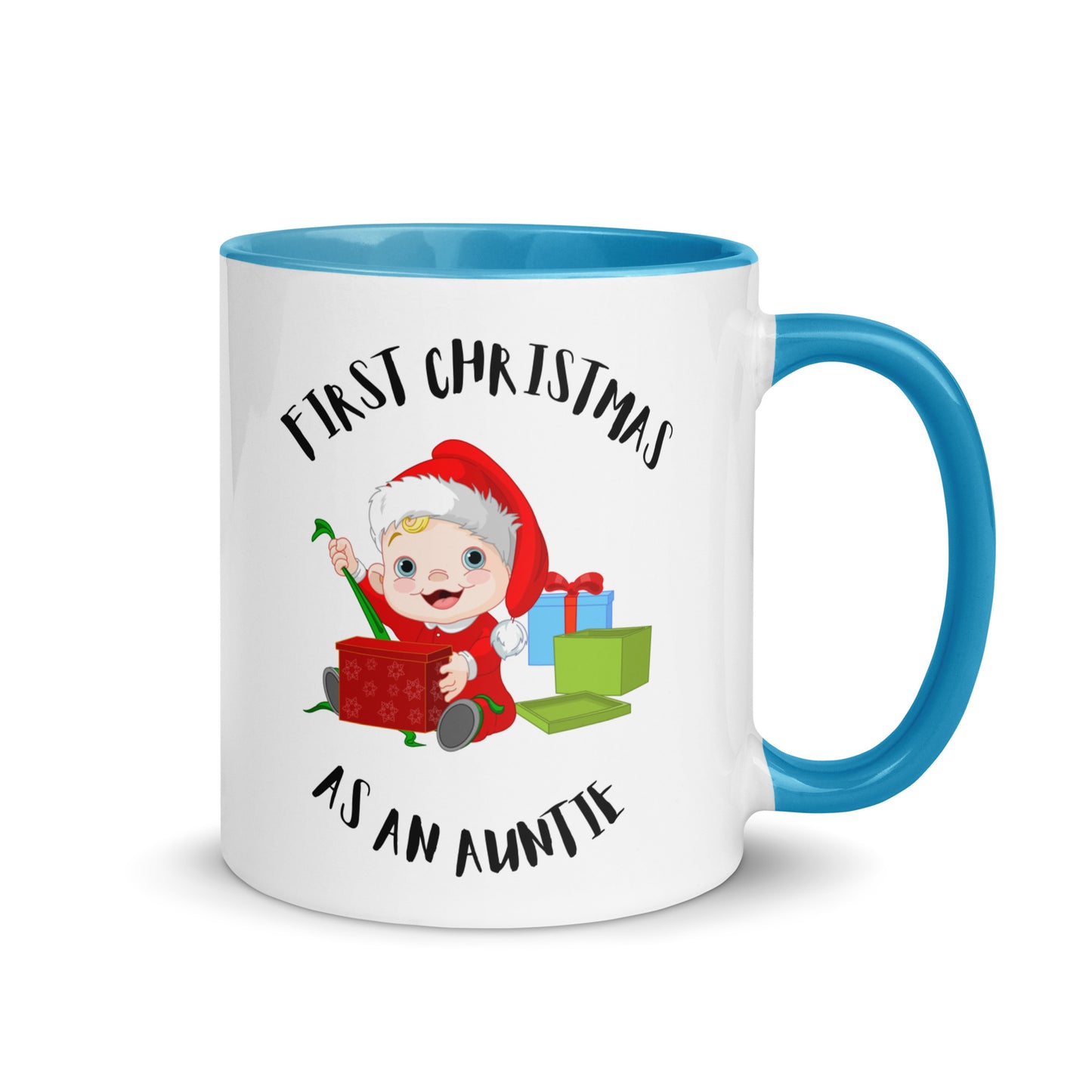 First Christmas as an Auntie colour-inside mug