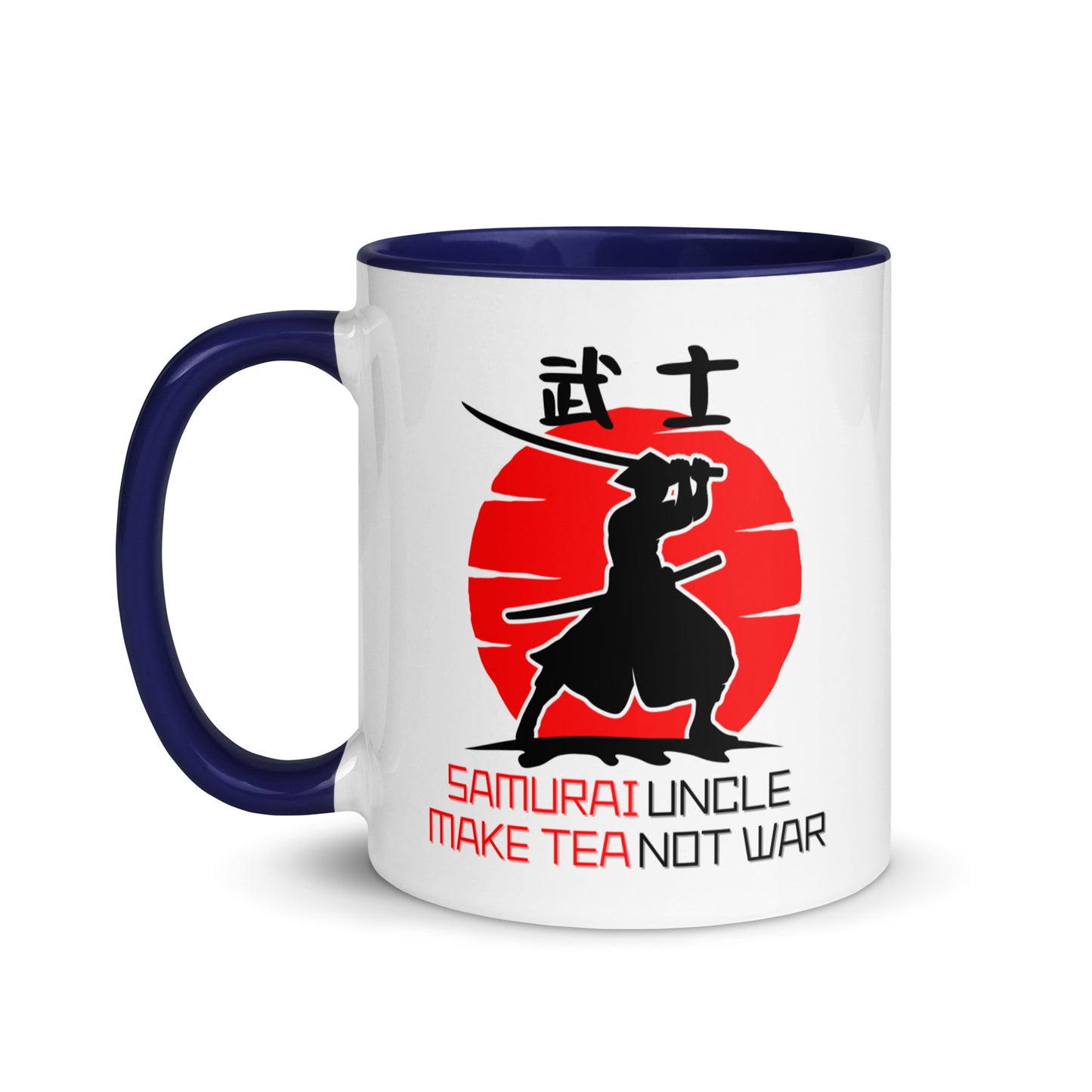 Samurai Uncle - Make Tea Not War colour-inside mug