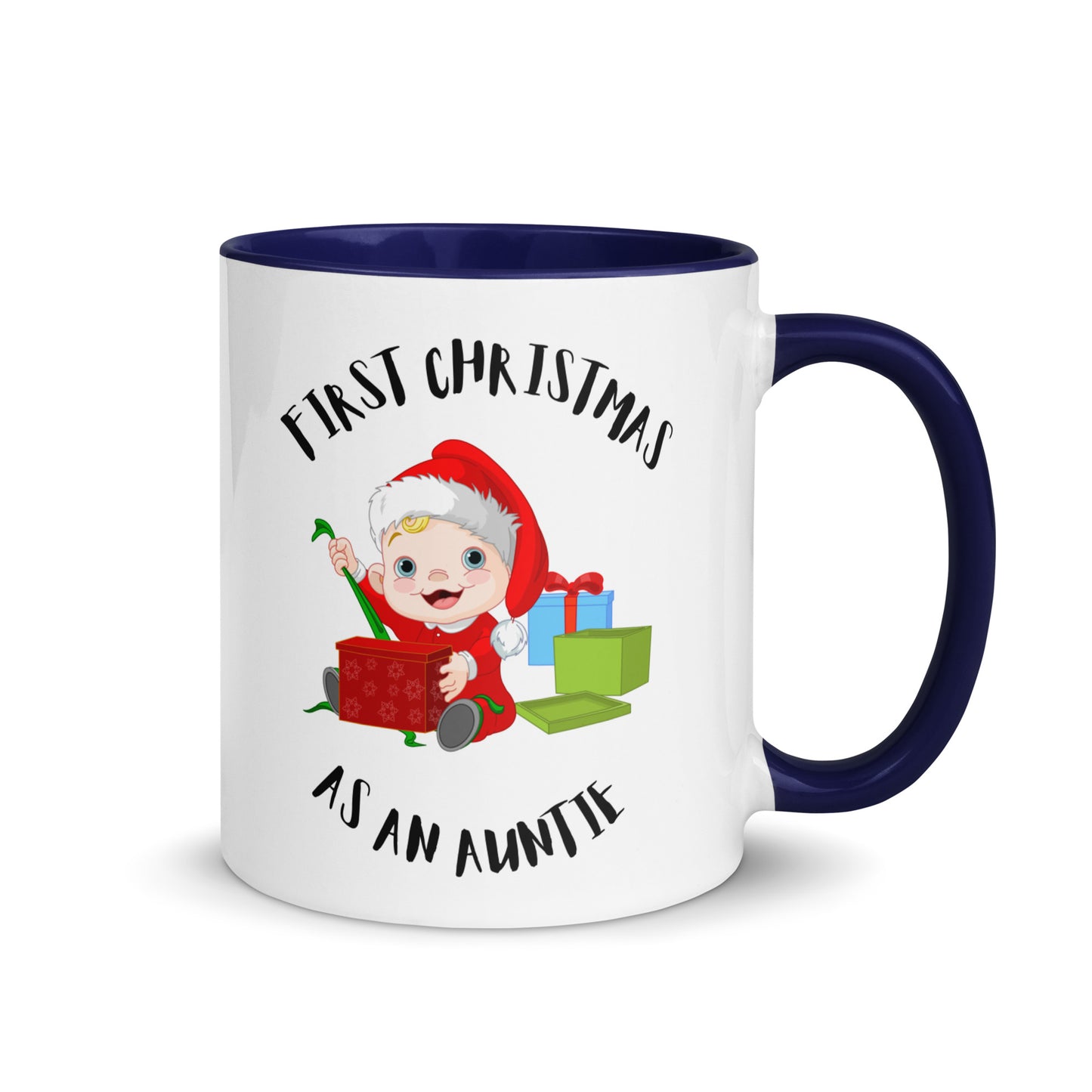 First Christmas as an Auntie colour-inside mug