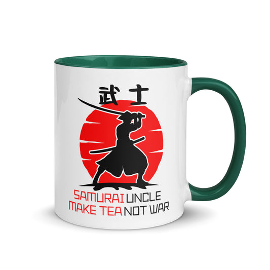 Samurai Uncle - Make Tea Not War colour-inside mug