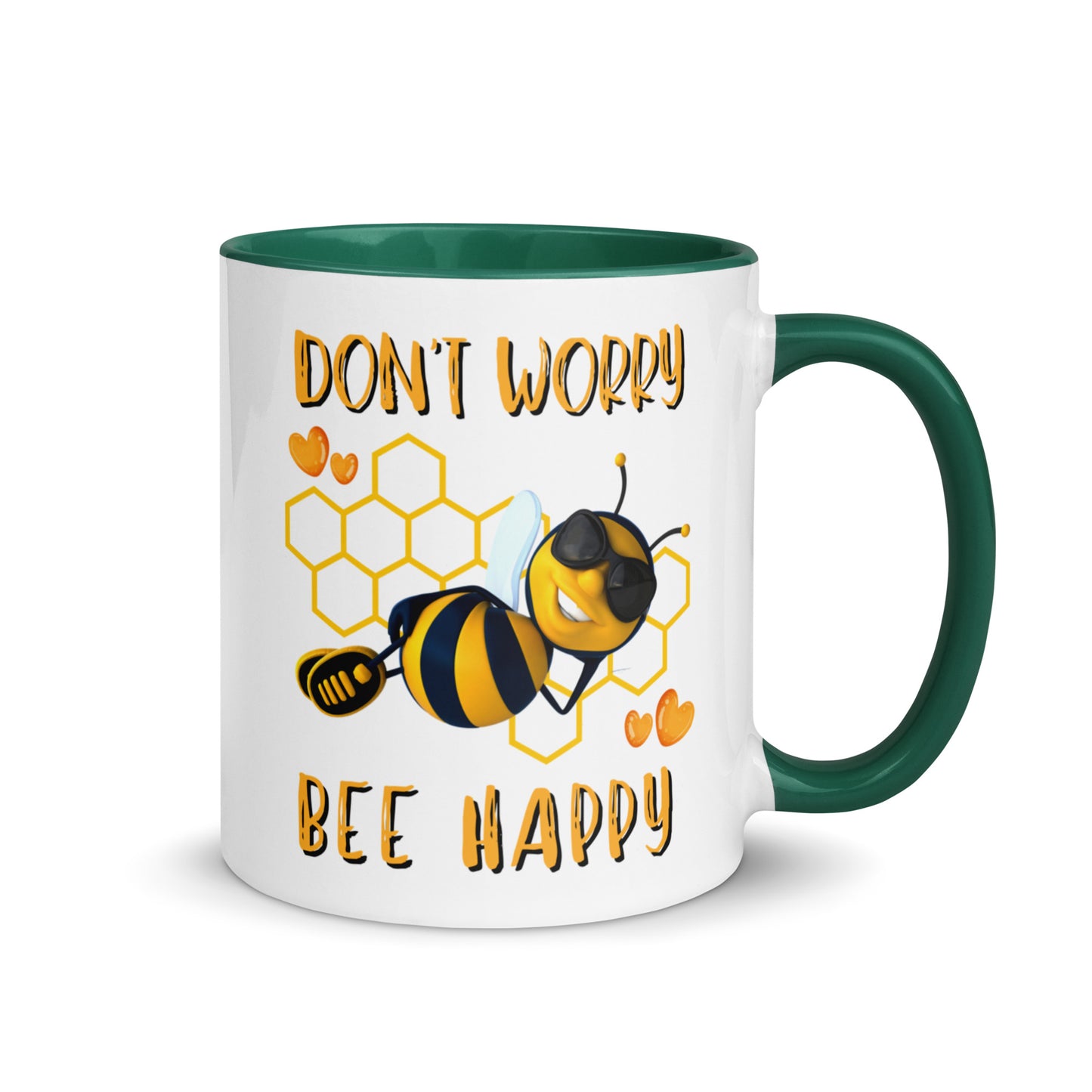 Don't Worry,  Bee Happy colour-inside mug