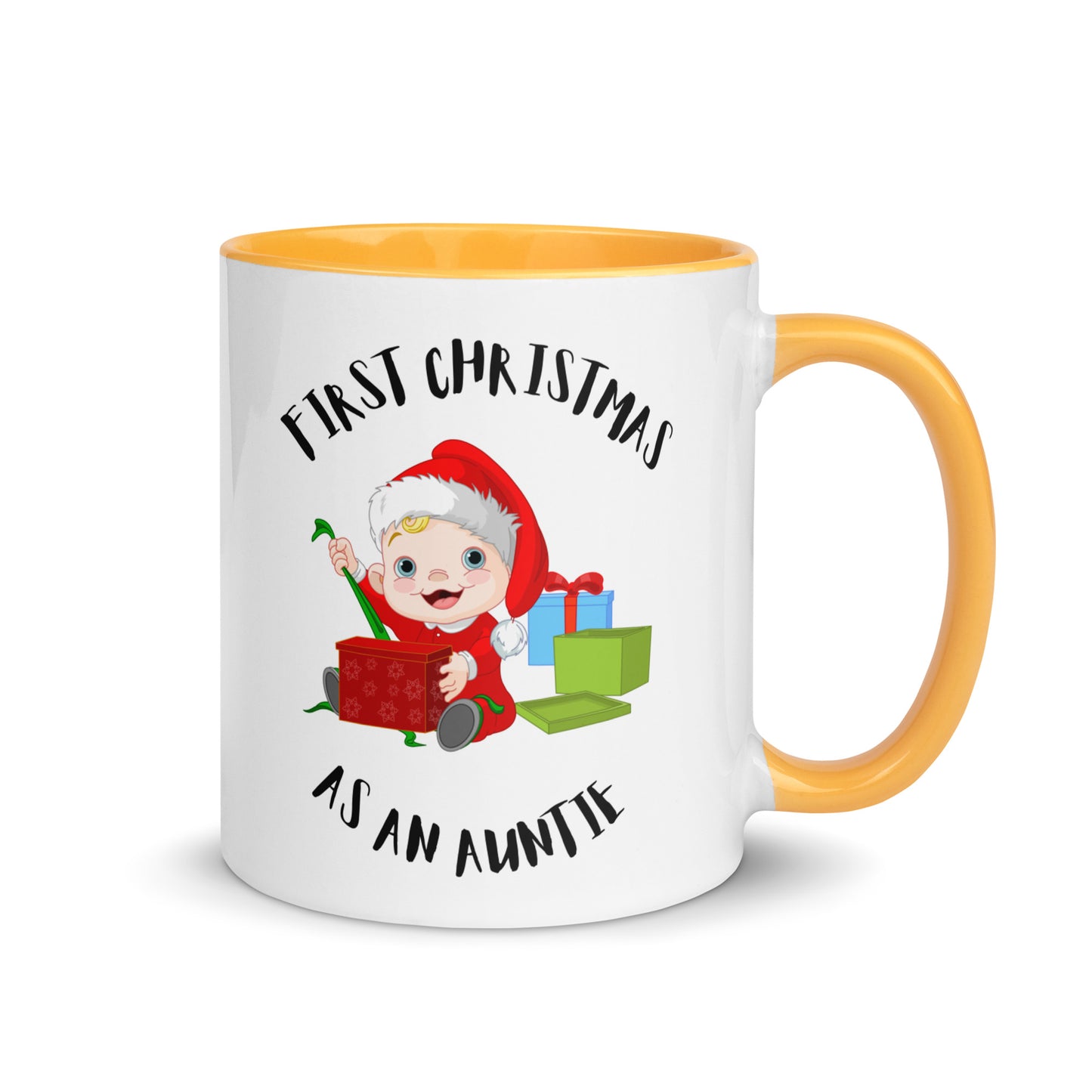 First Christmas as an Auntie colour-inside mug