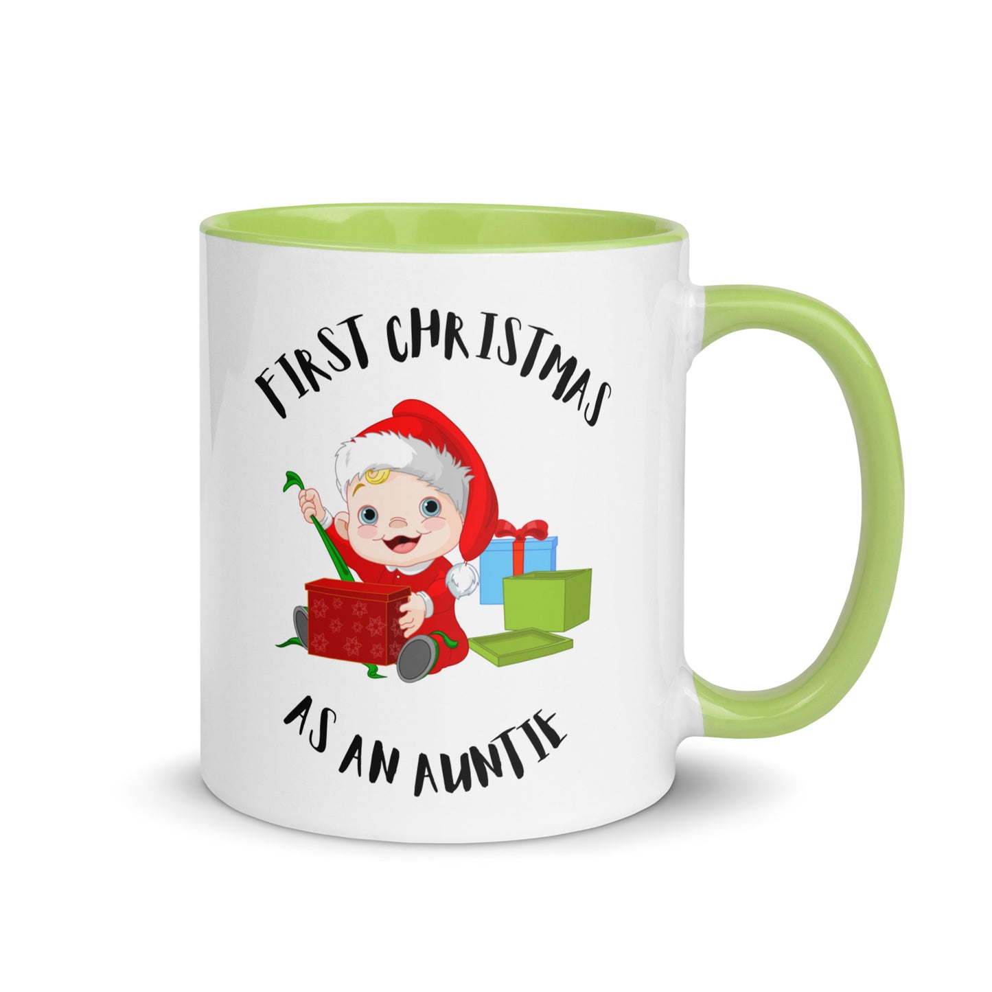 First Christmas as an Auntie colour-inside mug