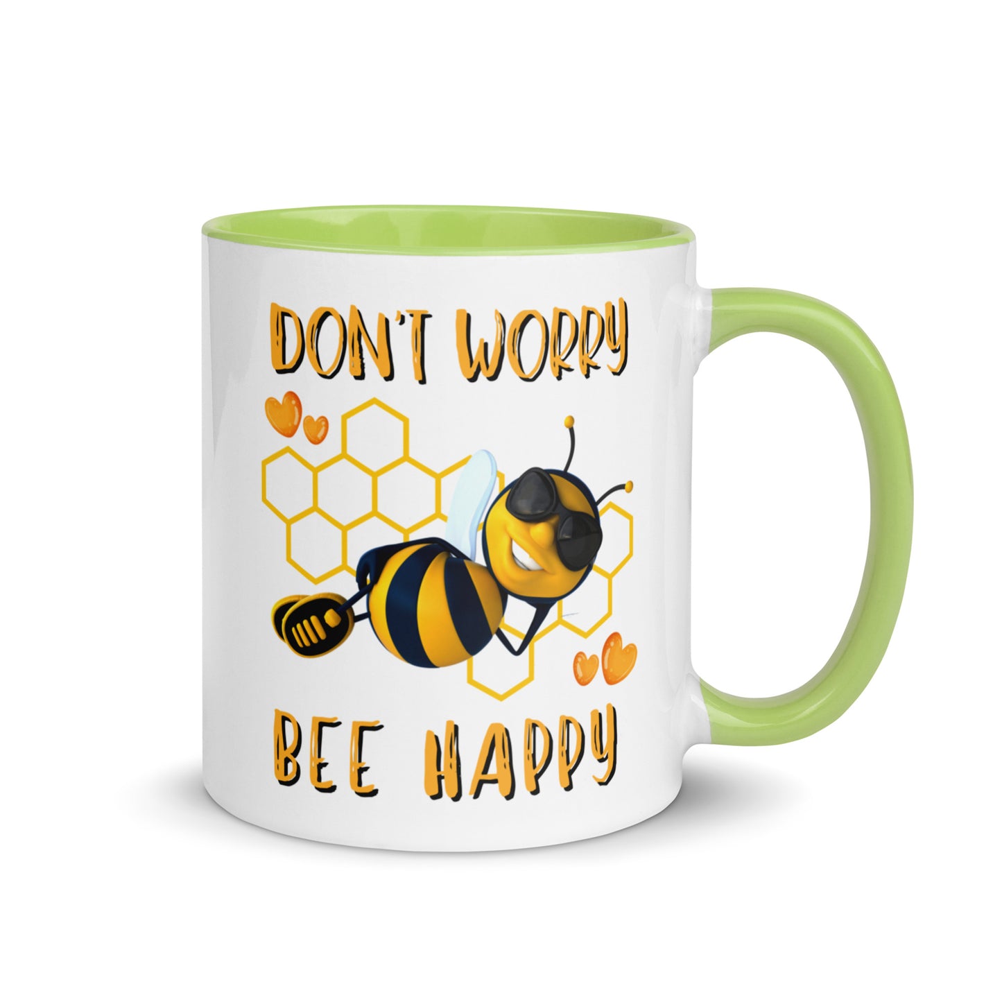 Don't Worry,  Bee Happy colour-inside mug