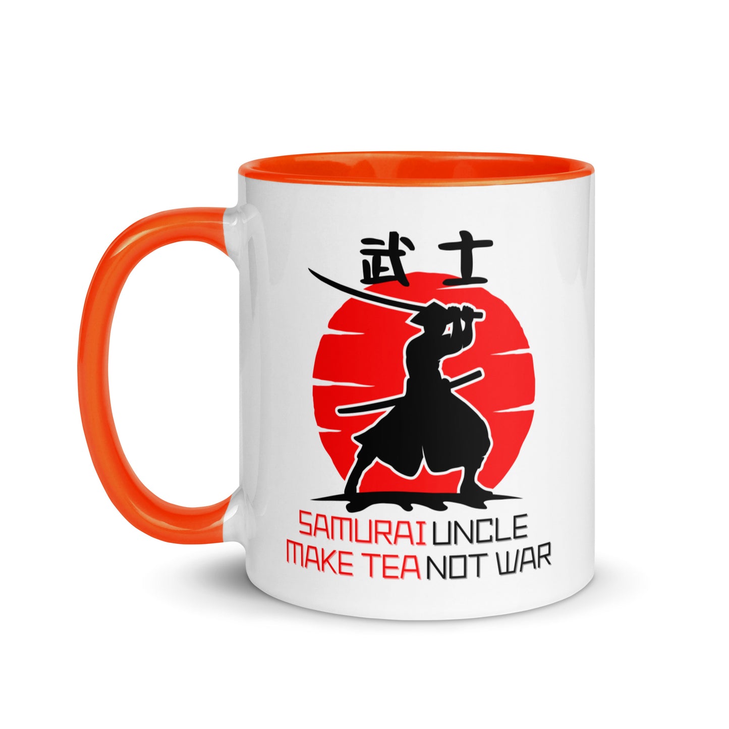 Samurai Uncle - Make Tea Not War colour-inside mug