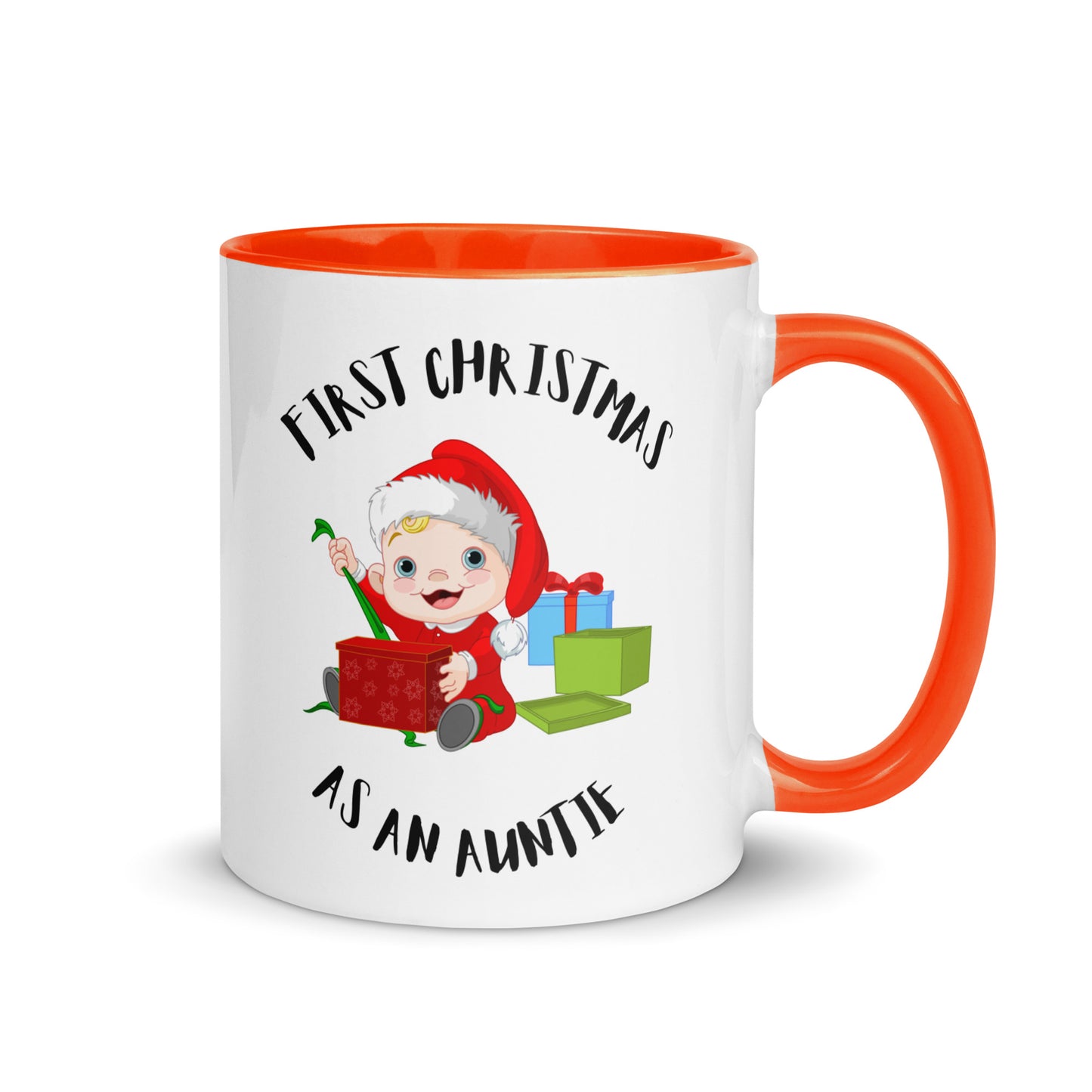 First Christmas as an Auntie colour-inside mug