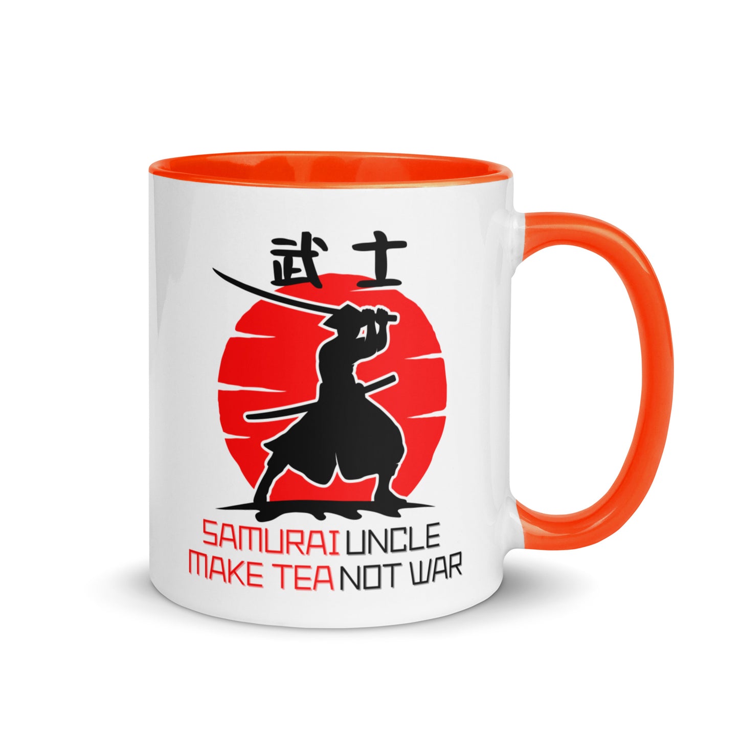 Samurai Uncle - Make Tea Not War colour-inside mug