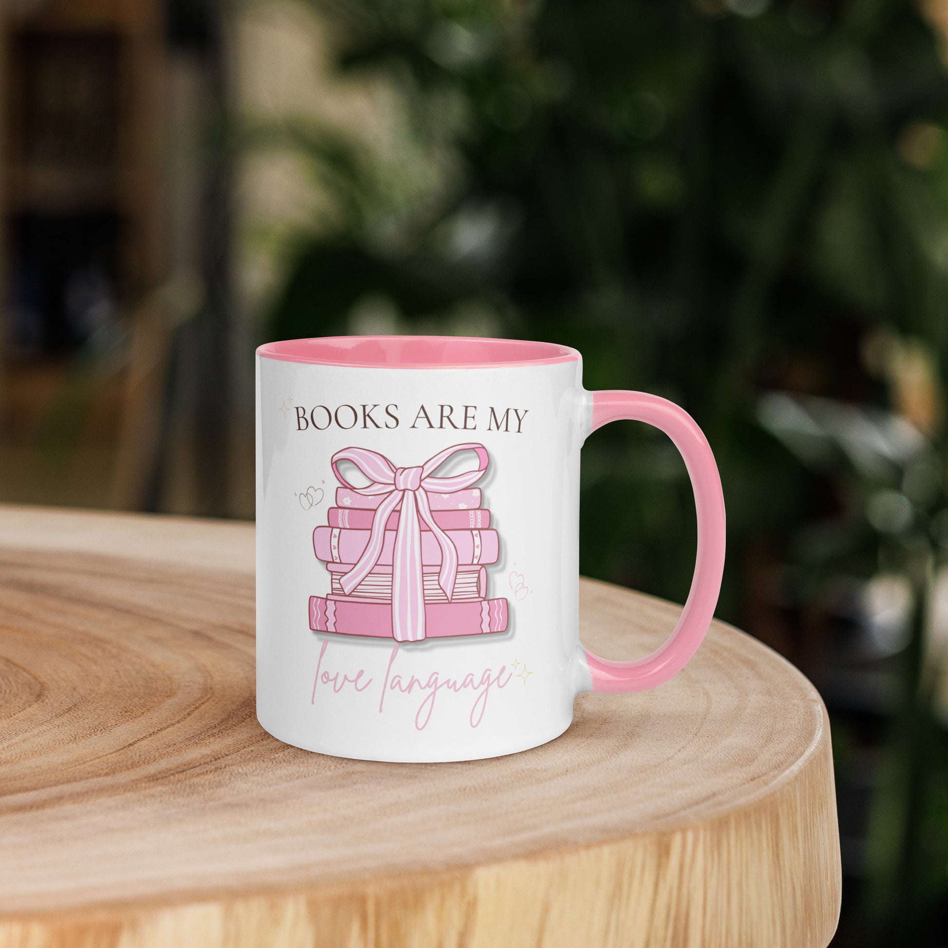Feminine ceramic reading mug gift for book lovers