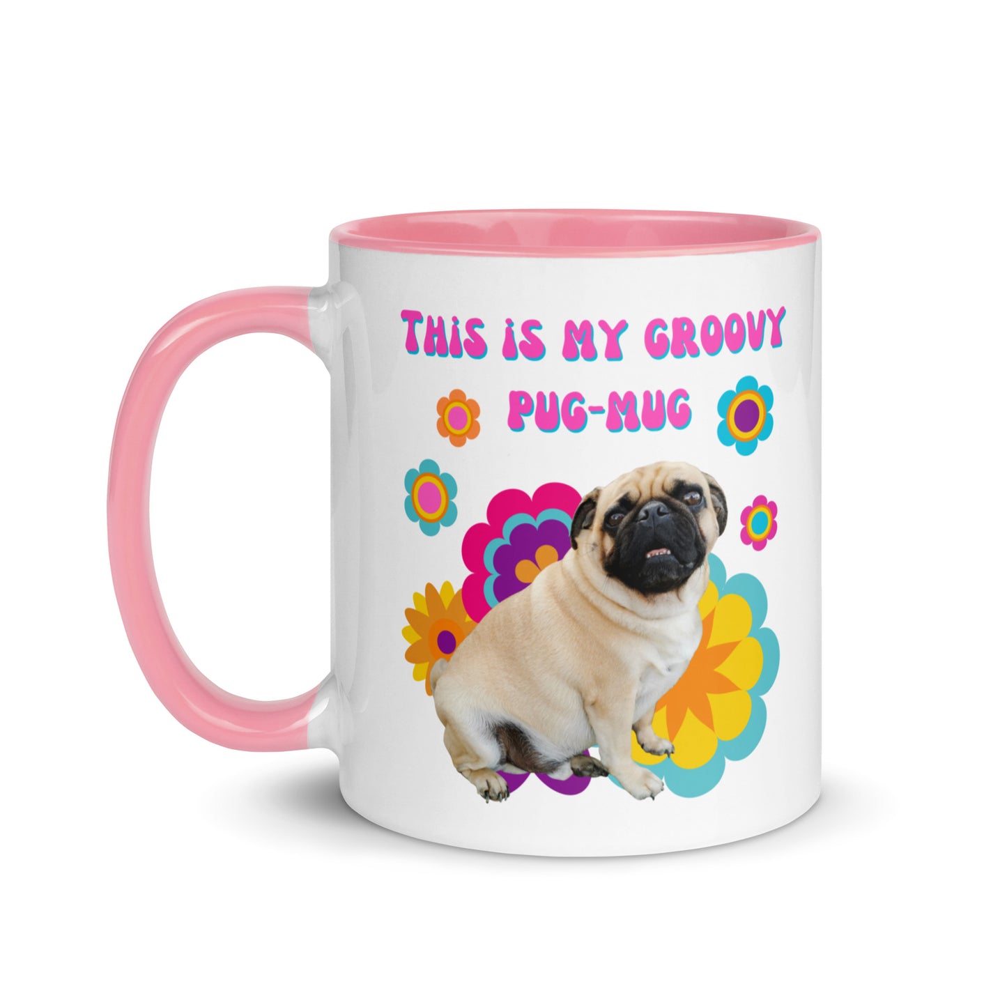 This Is My Groovy Pug-Mug colour-inside mug