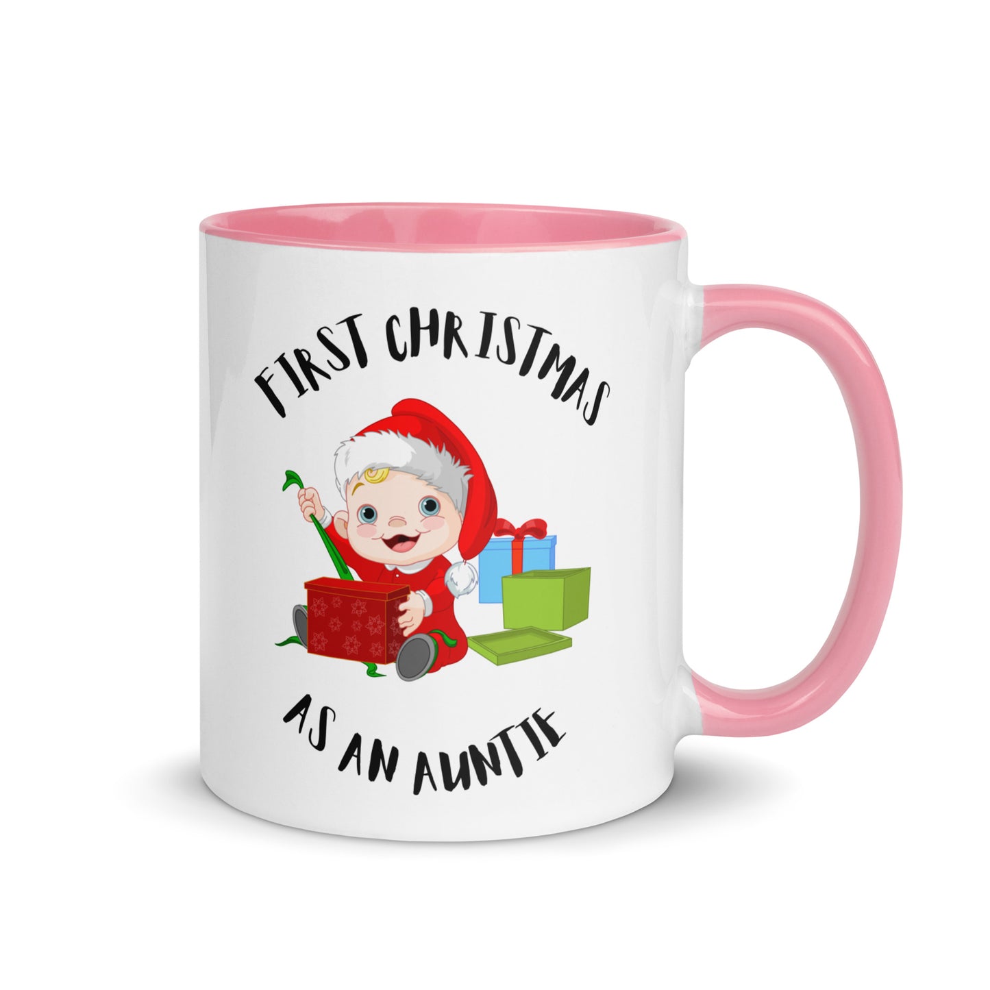 First Christmas as an Auntie colour-inside mug