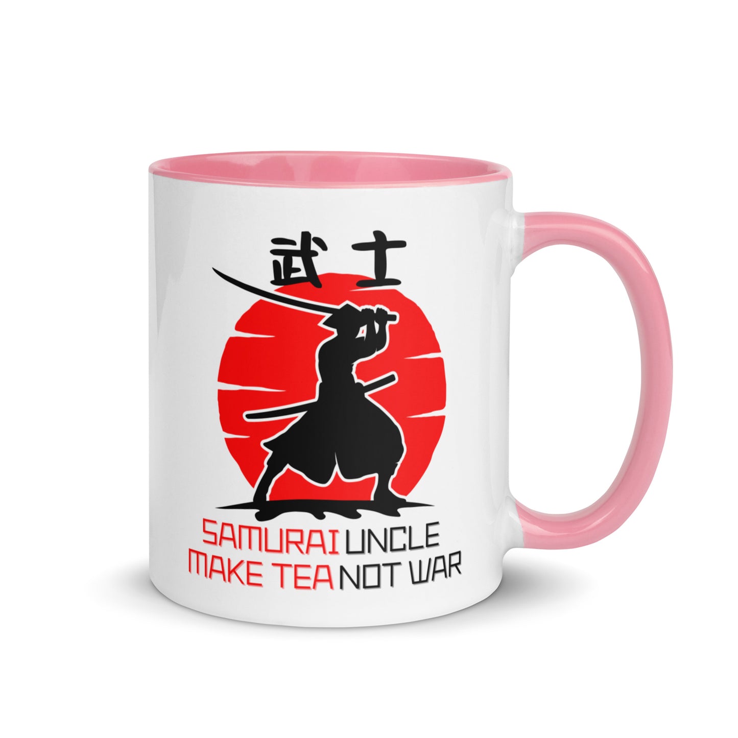 Samurai Uncle - Make Tea Not War colour-inside mug