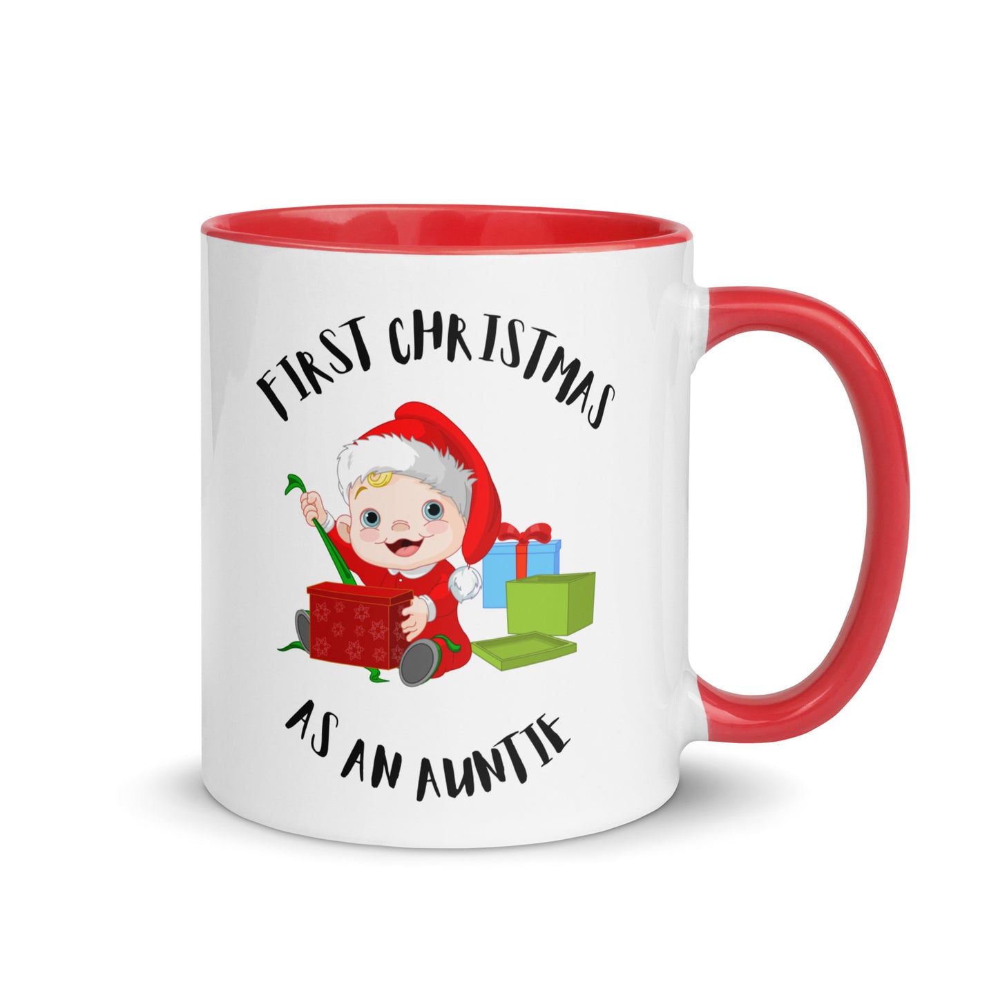 First Christmas as an Auntie colour-inside mug