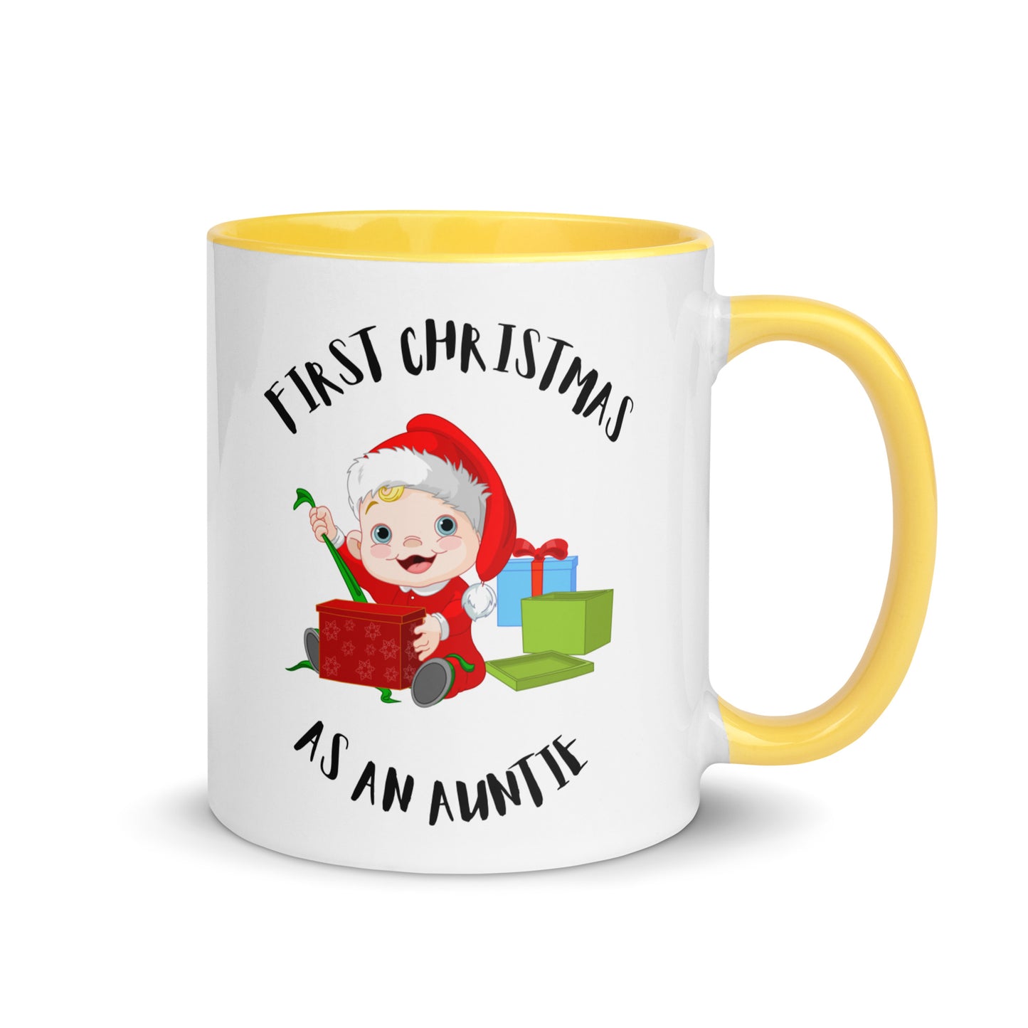 First Christmas as an Auntie colour-inside mug